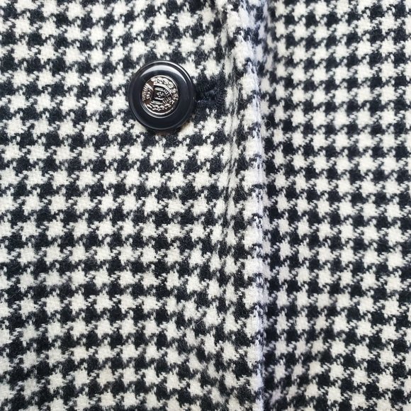 VINTAGE | Black White Checkered Gingham Plaid Wool Blend Blazer (Size XL) - Picture 3 of 10
